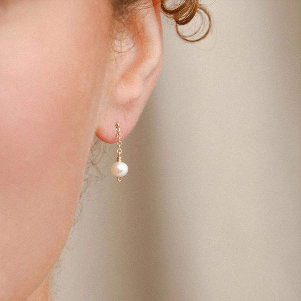 Yewelorat Gold Plated Pearl Dangle Earrings