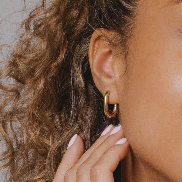 Yewelorat Gold Oval Hoop Earrings