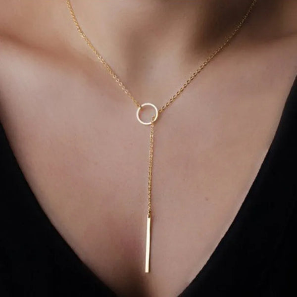 14K Gold Plated Lariat Y-Shaped Choker Necklace