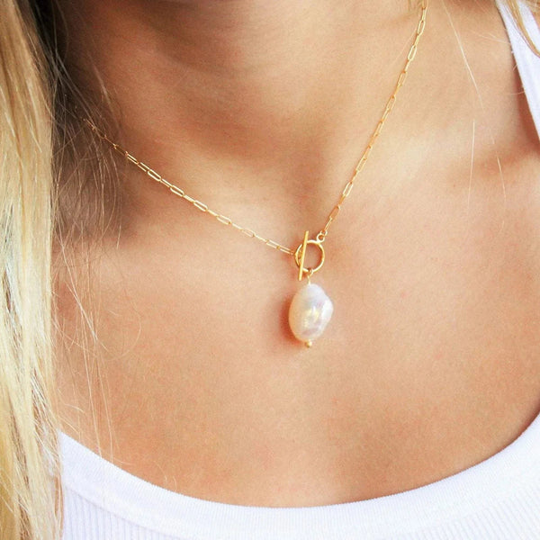 18k Gold-Plated Pearl Elegant Minimalist Chain Necklace